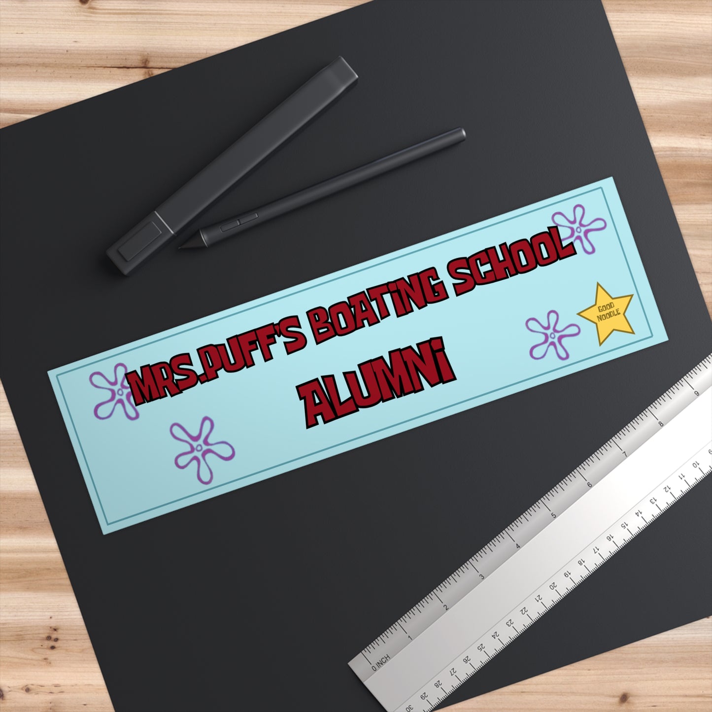 Boating School Alumni 11x3 in Bumper Sticker (Sea Blue– Matte Finish)