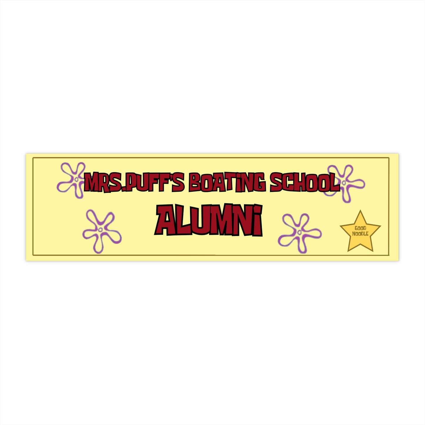 Boating School Alumni 11x3 in Bumper Sticker (Sponge Boy Yellow – Matte Finish)