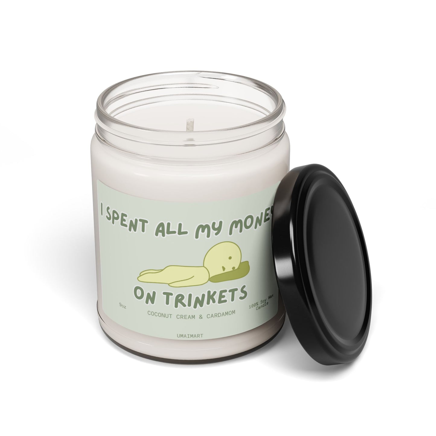 "I Spent All My Money on Trinkets" Candle – Coconut Cream & Cardamom (9oz Soy Wax)