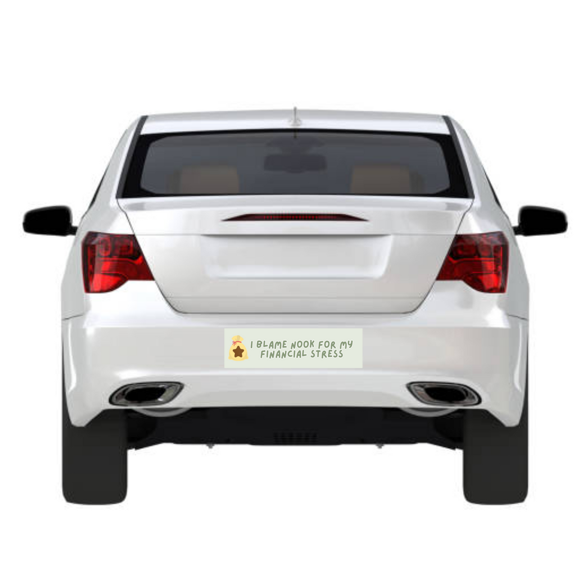 I BLAME NOOK FOR MY FINANCIAL STRESS BUMPER STICKER (Green font)