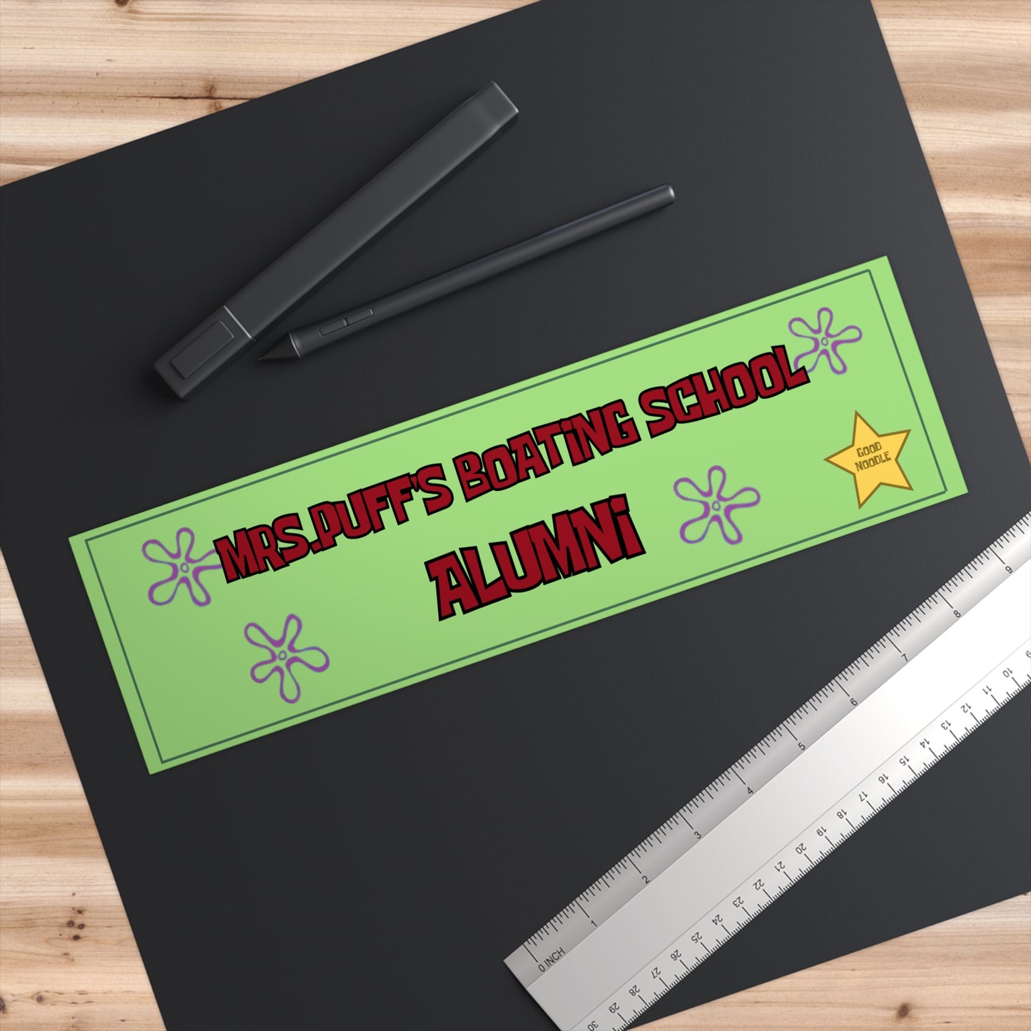 Boating School Alumni 11x3 in Bumper Sticker (Kelp Green – Matte Finish)