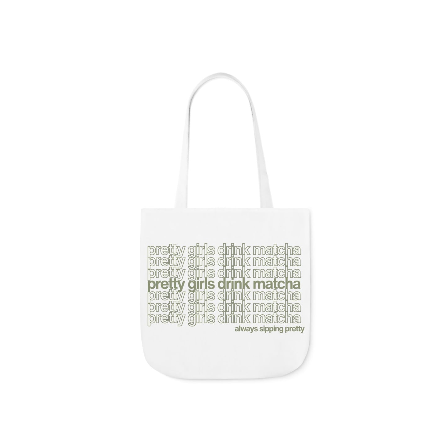 Pretty Girls Drink Matcha Canvas Tote Bag - Eco-Friendly Shopping Bag with 5-Color Straps
