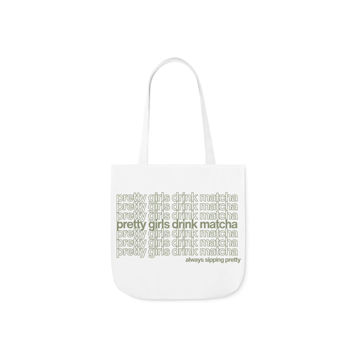 Pretty Girls Drink Matcha Canvas Tote Bag - Eco-Friendly Shopping Bag with 5-Color Straps