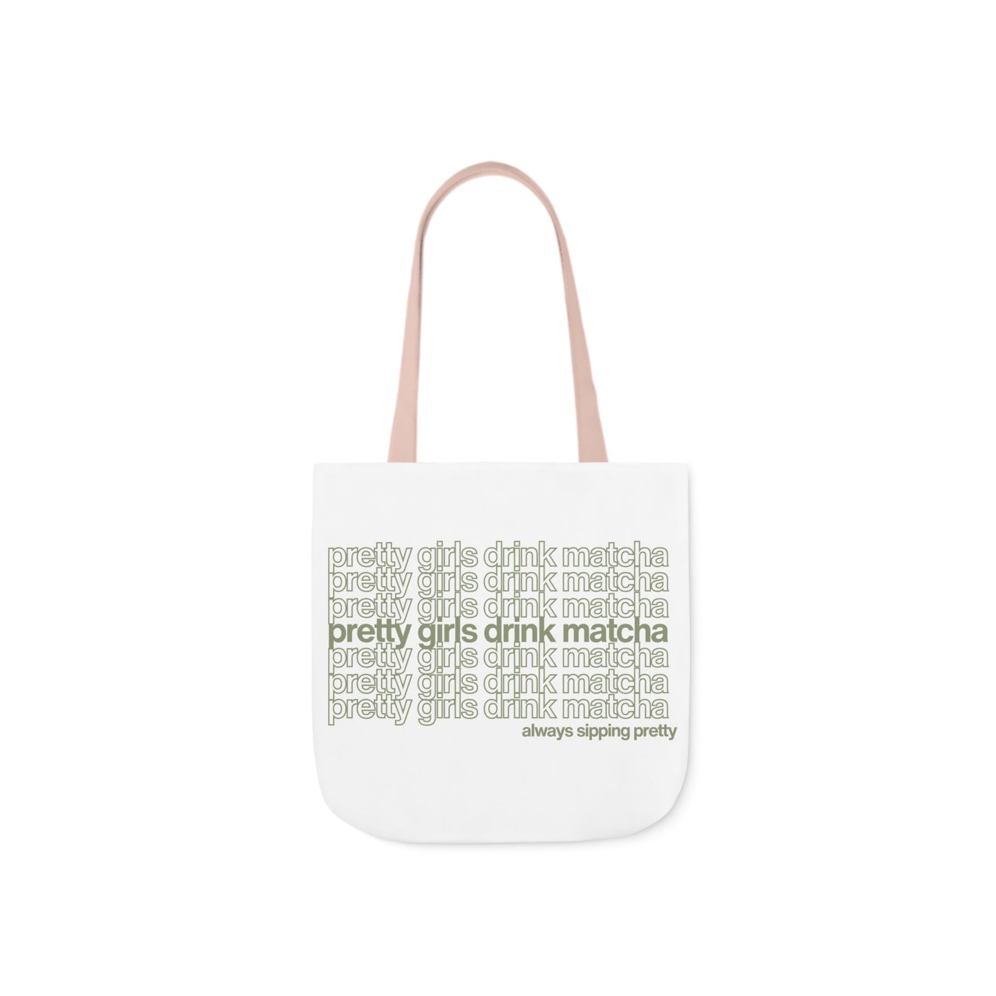 Pretty Girls Drink Matcha Canvas Tote Bag - Eco-Friendly Shopping Bag with 5-Color Straps