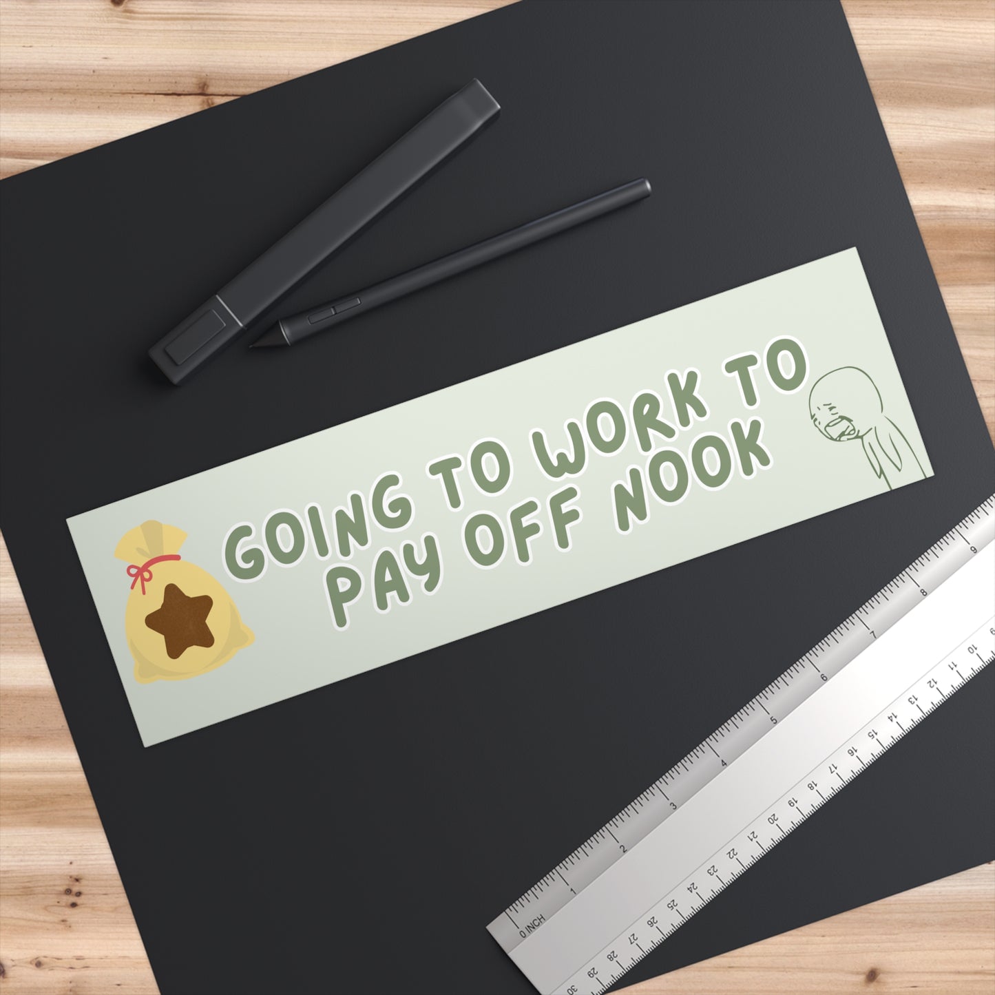 GOING TO WORK TO PAY OFF NOOK BUMPER STICKER(PEAR GREEN)