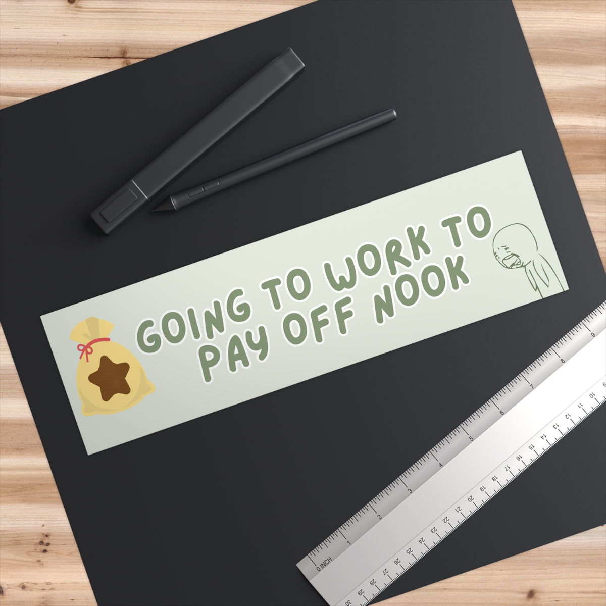 GOING TO WORK TO PAY OFF NOOK BUMPER STICKER(PEAR GREEN)