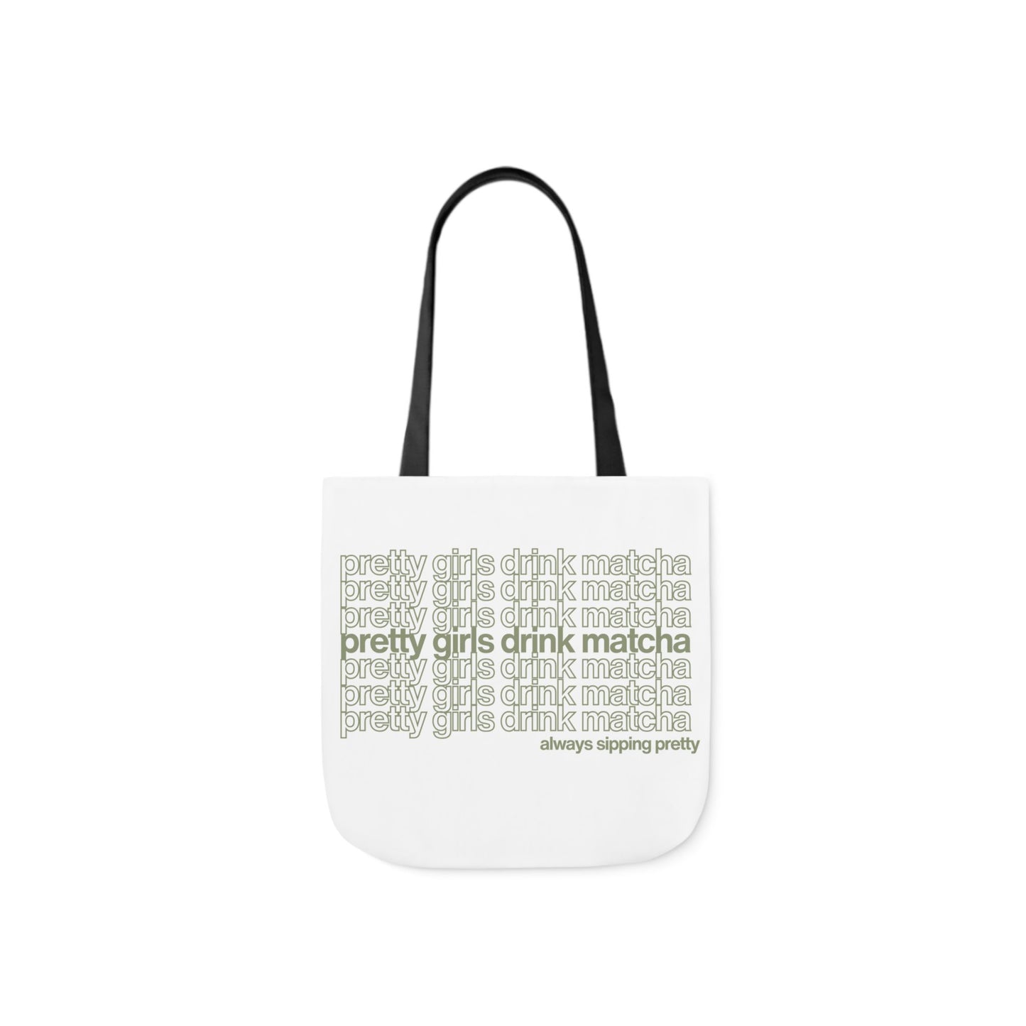 Pretty Girls Drink Matcha Canvas Tote Bag - Eco-Friendly Shopping Bag with 5-Color Straps