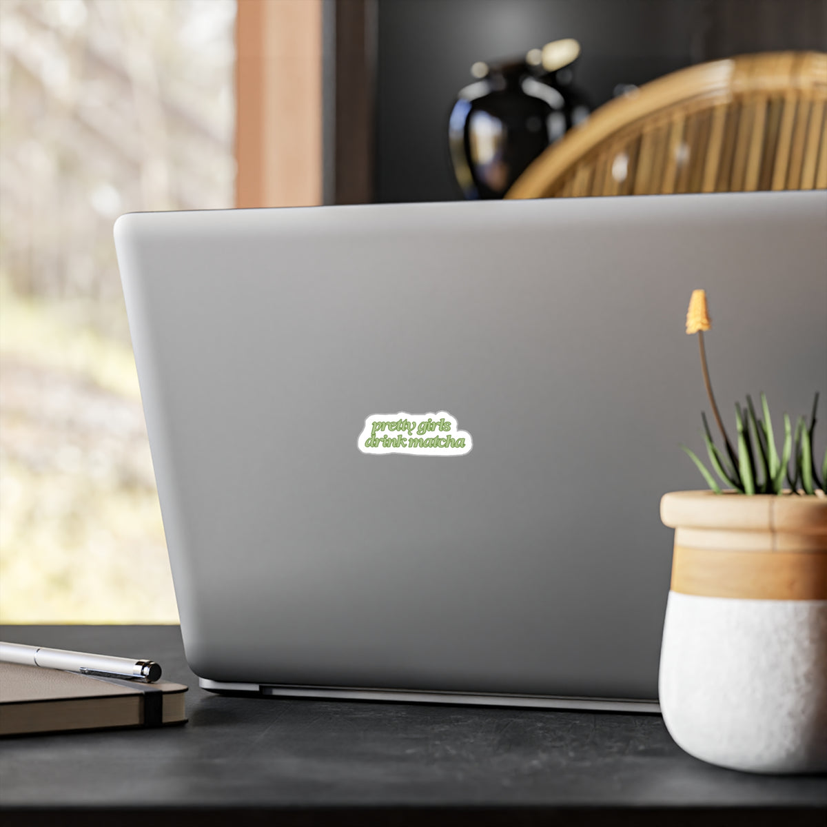 Pretty Girls Drink Matcha Vinyl Sticker (darker green)