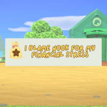 I BLAME NOOK FOR MY FINANCIAL STRESS BUMPER STICKER (PEAR GREEN)