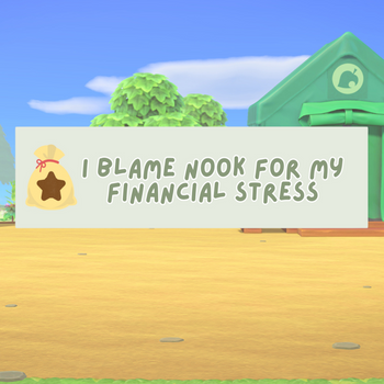 I BLAME NOOK FOR MY FINANCIAL STRESS BUMPER STICKER (Green font)