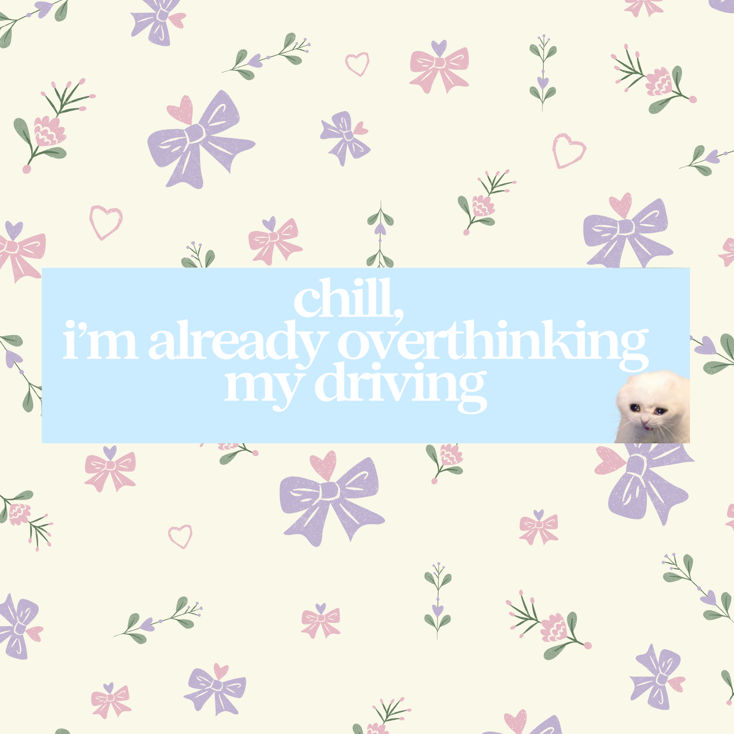 Chill I'm Already Overthinking My Driving 11x3 in Bumper Sticker (Matte Finish)