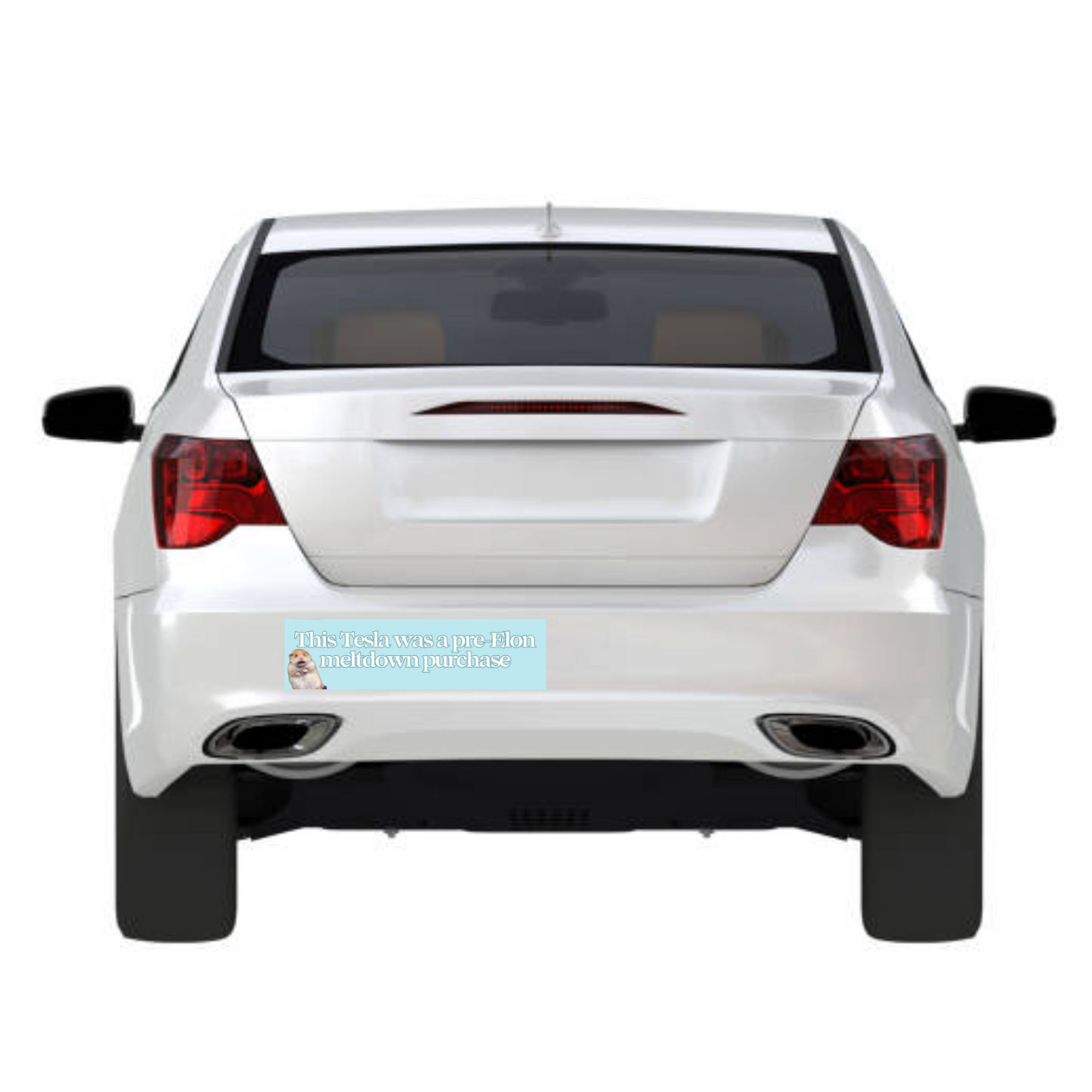 This Tesla Was a Pre-Elon Meltdown Purchase 11x3 in Bumper Sticker (Matte Finish)
