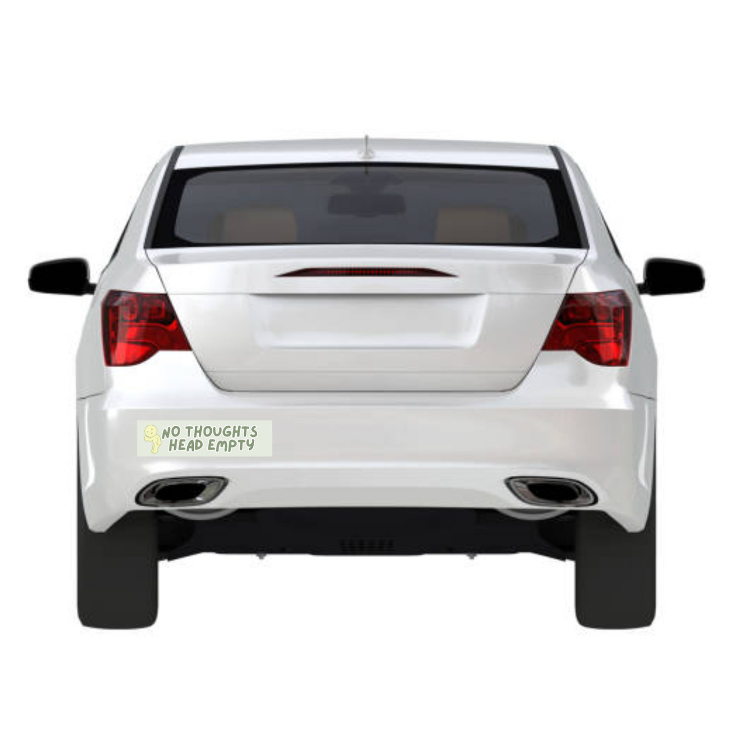 No Thoughts Head Empty 11x3 in Bumper Sticker (Matte Finish)