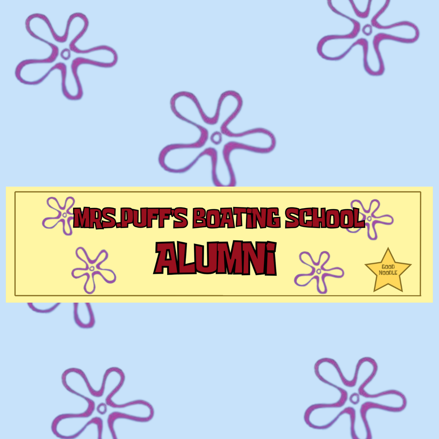 Boating School Alumni 11x3 in Bumper Sticker (Sponge Boy Yellow – Matte Finish)
