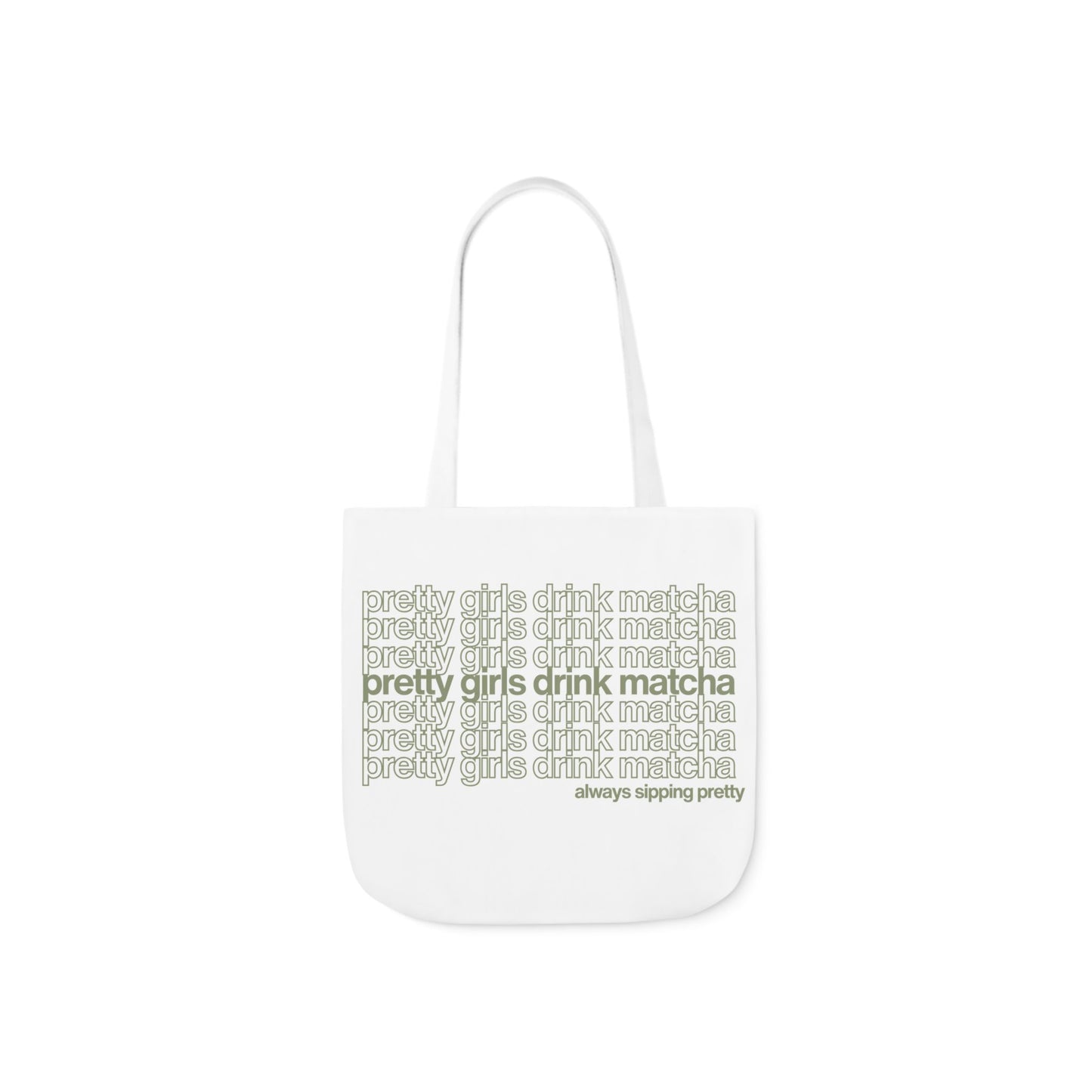 Pretty Girls Drink Matcha Canvas Tote Bag - Eco-Friendly Shopping Bag with 5-Color Straps