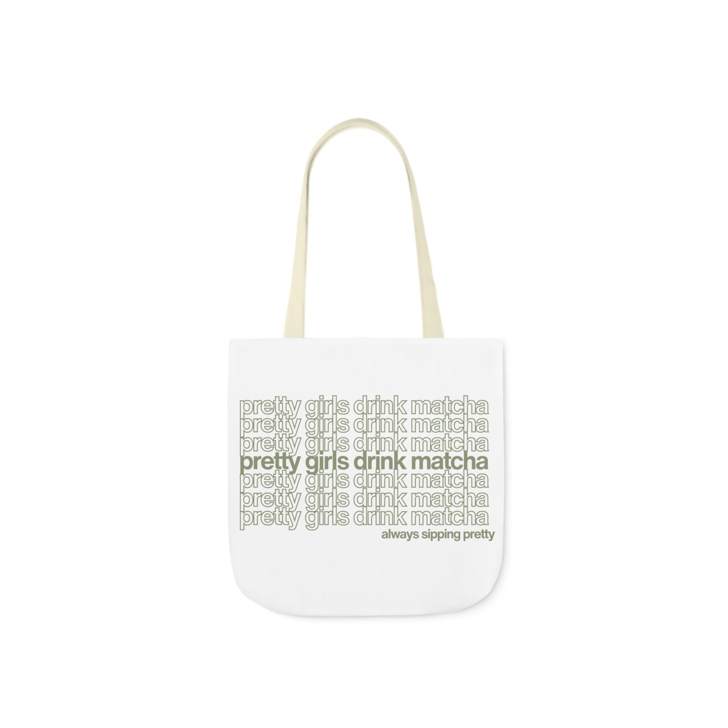 Pretty Girls Drink Matcha Canvas Tote Bag - Eco-Friendly Shopping Bag with 5-Color Straps