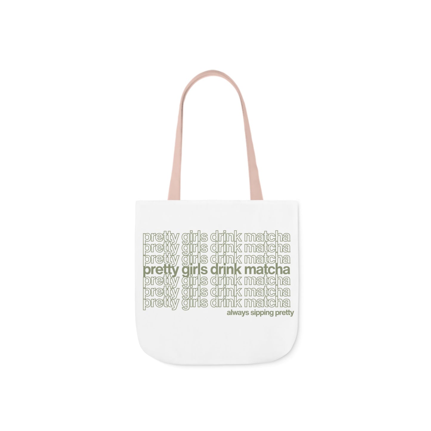 Pretty Girls Drink Matcha Canvas Tote Bag - Eco-Friendly Shopping Bag with 5-Color Straps