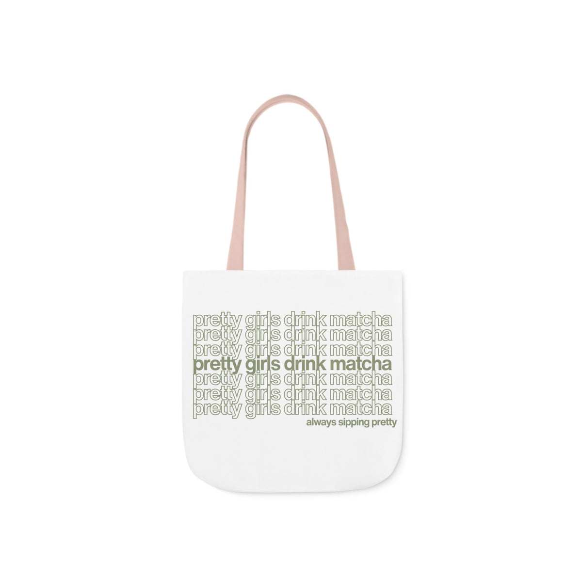 Pretty Girls Drink Matcha Canvas Tote Bag - Eco-Friendly Shopping Bag with 5-Color Straps