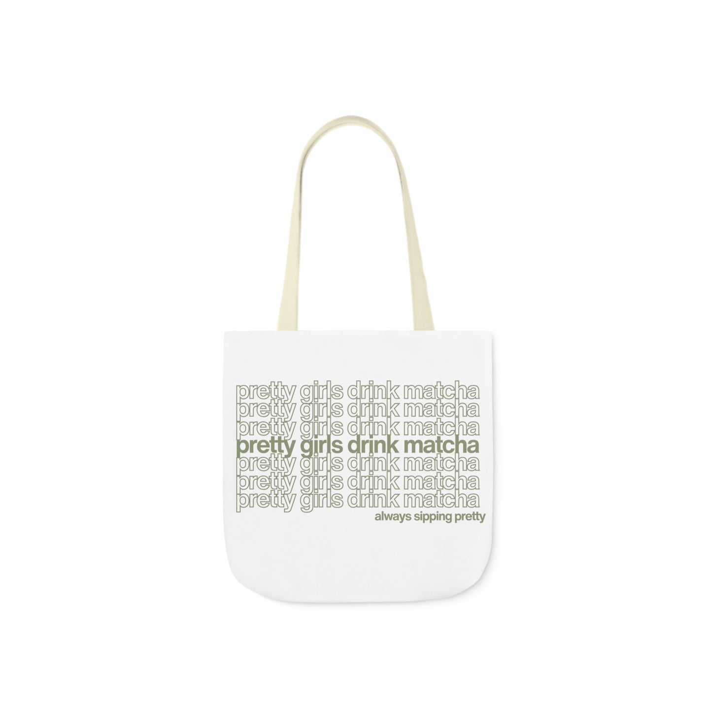 Pretty Girls Drink Matcha Canvas Tote Bag - Eco-Friendly Shopping Bag with 5-Color Straps