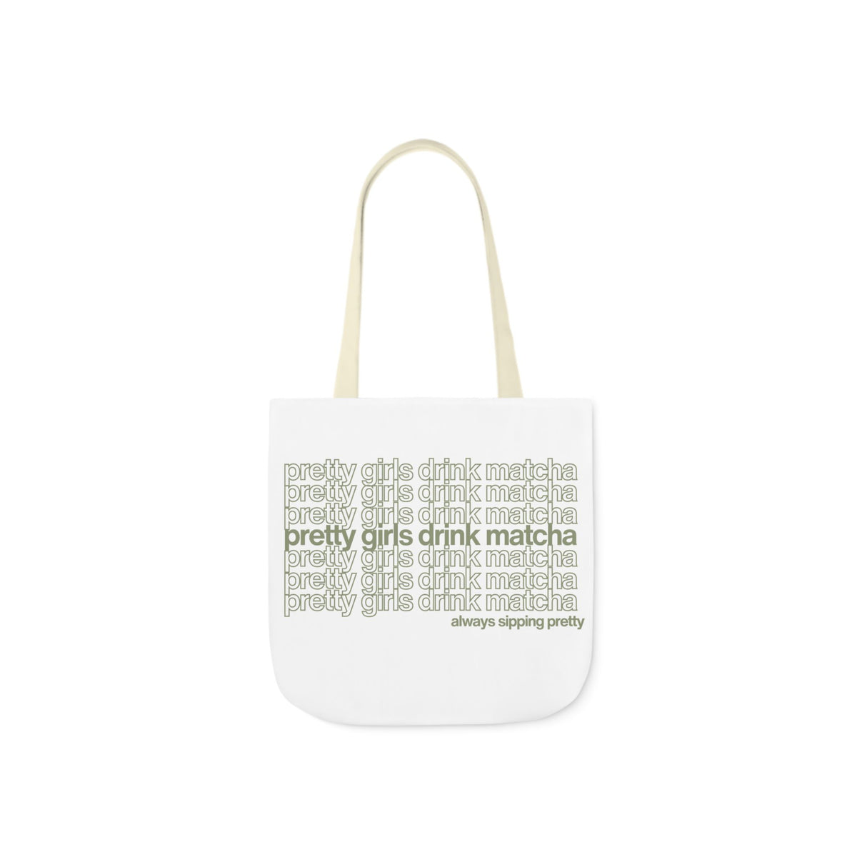 Pretty Girls Drink Matcha Canvas Tote Bag - Eco-Friendly Shopping Bag with 5-Color Straps