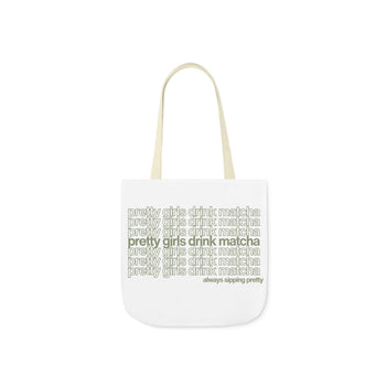 Pretty Girls Drink Matcha Canvas Tote Bag - Eco-Friendly Shopping Bag with 5-Color Straps